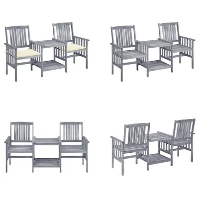 Immagine prodotto di vidaXL Sedie da giardino con tavolo da tè e cuscini in legno massiccio di acacia - Sedia da giardino con tavolo da tè - Sedie da giardino con tavoli da tè - Set da bistrot - Set da bistrot in legno
