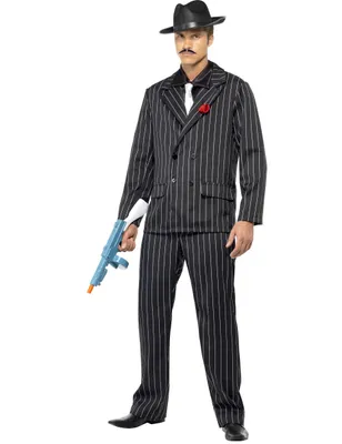 Produktbild von Gangster-Kostüm schwarz-weiss