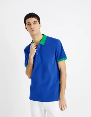 Produktbild von Celio Poloshirt Decabestan mit Kontrastkragen, Kurzarm und geradem Schnitt, Größe S