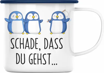 Produktbild von Trendation - Jobwechsel Emaille Tasse Geschenk Kollegin Kollege Abschied Lustig Abschiedsgeschenk Sprüche Neuer Job Schade Dass Du Gehst (Blau)