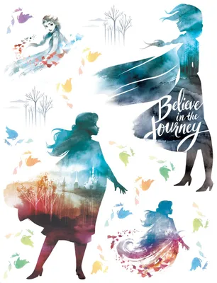 Image de Sticker mural Disney La reine des glaces Anna & Elsa bleu, orange et violet - 600171 - 65 x 85 cm