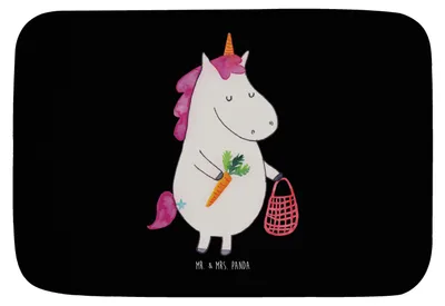 Produktbild von Mr. & Mrs. Panda Badematte Einhorn Gemüse - Schwarz - Geschenk, Einhörner, Wochenmarkt, Badvorleger, Duschvorleger, Unicorn, Badezimmerteppich, Badteppich, Biomarkt