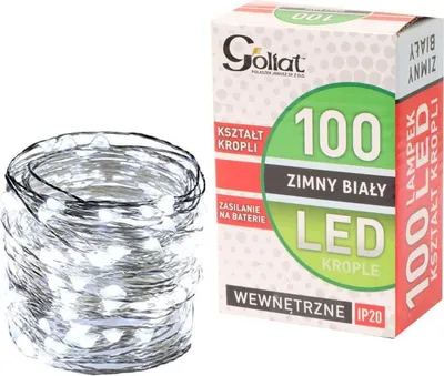 Zdjęcie produktu dla Biały Girlanda LED na baterie, 100 Lamp Choinkowych w kształcie Łezek, Energooszczędne