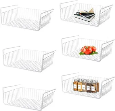 Produktbild von Famanu Aufbewahrungskorb aus Metalldraht - abnehmbar - weiß - 6 Stück