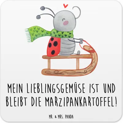 Produktbild von Mr. & Mrs. Panda Untersetzer für Gläser Smörle Rodeln 15er Set - Weiß - Geschenk, Getränkeuntersetzer, Tischuntersetzer, Coaster, Glas-Untersetzer, Schlittenfahren, Tisch