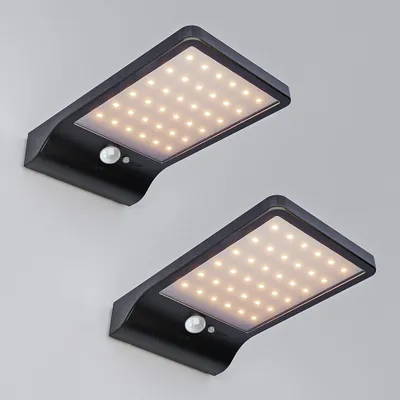 Produktbild von hoftronic LED Solar Wandleuchten 36 LEDs PIR Sensor Schwarz IP44