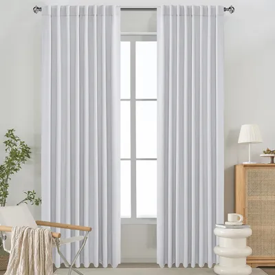 Produktbild von 2 Stück, Verdunkelungsvorhänge Gardinen Thermisch Isoliert Gardinen Für Schlafzimmer Wohnzimmer, 132x213cm, Weiß