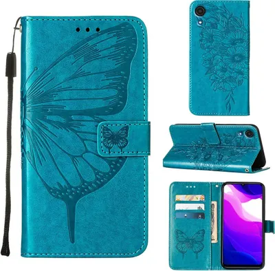 Image de Galaxy A03 Core Case, Butterfly Relief Flip Leather Case with Card Slots and Stand for Samsung Galaxy A03 Core blue