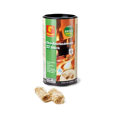 Produktbild von Flash Öko Anzündwolle - 32 Stück Dose