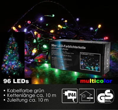 Produktbild von 96er LED Lichterkette Außen Innen Partylichterkette Weihnachtslichterkette bunt