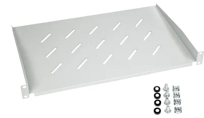 Fachboden für einen 19 Zoll Serverschrank mit 1 Höheneinheit von HMF mit 48.3 cm Breite in Lichtgrau