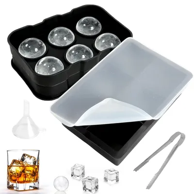 Silikon-Eiswürfelform 2er-Set mit Deckel, BPA-frei, 6 Fächer