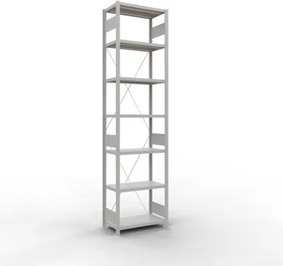 Produktbild von Schulte Fachbodenregal MULTIplus250 Stecksystem | Grundregal | HxBxT 300x75x40cm | 7 Ebenen | Fachlast 250kg | Lichtgrau
