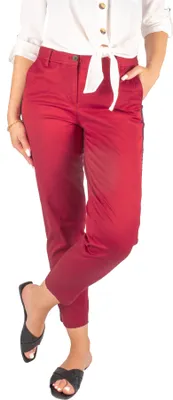 Immagine prodotto di Pantaloni FIRI da donna a righe, 98 % cotone, 2 tasche, lunghezza 7/8, rosso, 48
