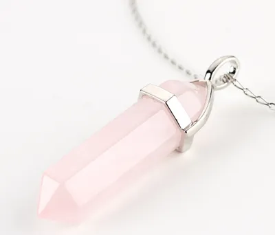 Produktbild von LAVISA Obelisk Edelsteinkette Silber, Anhänger, echte Kristall kette, Halskette, Rosenquarz, Amethyst, Naturstein - 55 + 5 cm (Rosenquarz)