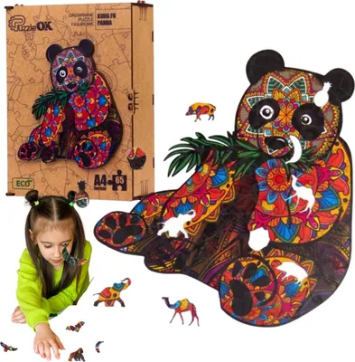 Produktbild von Holzpuzzle Kung Fu Panda Teddybär Farbpuzzle Pua4-01209