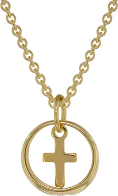 trendor 39485 Taufring Anhänger mit Kreuz Gold 333 + vergoldete Silberkette 1