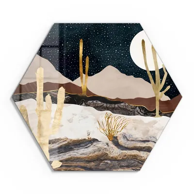 Produktbild von DEQORI Glasbild Echtglas 55x48 cm 'Wüstennachtzauber' Wandbild Bild modern Deko