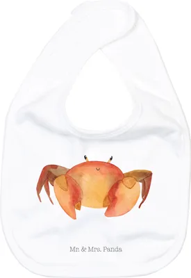 Produktbild von Mr. & Mrs. Panda Lätzchen Sternzeichen Krebs - Weiß - Geschenk, Schlabberlatz, Sabber, Geburtstag Juni, Für Babys, Krebse, Meerestier, Schlabberlätzchen, Krabbe