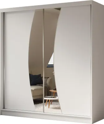 Image de BEAUTYSOFA armoire moderne avec portes coulissantes VOX 200 cm - armoire avec miroir et portes coulissantes (blanc)