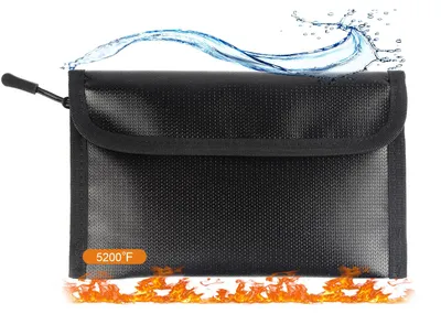 Produktbild von feuerfeste Taschen (20,3 x 12,7 cm, 5200 °F), 3-lagige feuerfeste Dokumententasche mit Reißverschluss, signalblockierende Tasche für Bargeld, Reisepass und Bankkarten
