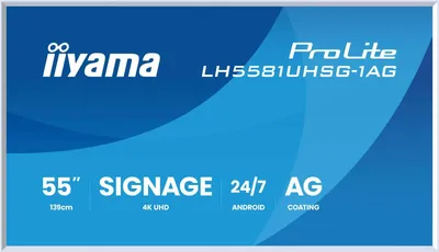 Zdjęcie produktu dla iiyama LH5581UHSG-1AG, Płaski panel Digital Signage, 138,7 cm (54.6"), 3840 x 2160 px, Wi-Fi, 24/7