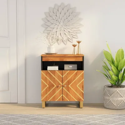 Image de vidaXL Armoire d'appoint marron et noir 60x33,5x75cm bois massif mangue