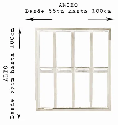 Produktbild von Fenstergitter ausziehbar 55 × 55 bis 100 × 100 cm Weiß – Einbruchschutz Sicherheitsgitter aus Stahl, höhen- und breitenverstellbar