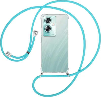 Produktbild von Handykette Backcover-Schutzhülle mit Band (Metall silberfarben) für Oppo A79 5G (6.72'') - türkis
