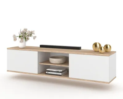 Produktbild von Fernsehschrank TV-Lowboard KING HÄNGEND Sonoma Eiche/Weiß Matt 120cm