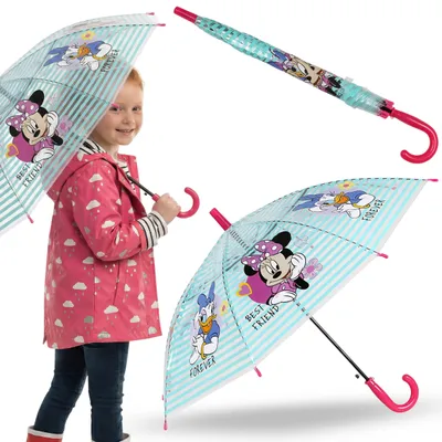 Produktbild von DISNEY Minnie Mouse Kinderregenschirm für Mädchen, zusammenklappbar, transparenter Automatikschirm