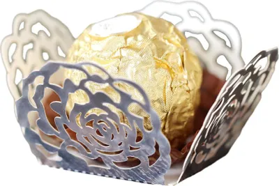 Image de 50 paquets de papier rose découpé au laser Boîtes de faveur pour chocolats de mariage, mini-conteneurs de bonbons Boîtes cadeaux