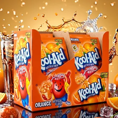 Produktbild von Kool-Aid Orange Getränkepulver Ungesüßt Multipack 48 x 4,2g + Heartforcards Versandschutz