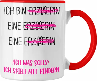 Produktbild von Trendation - Tasse Geschenk für Erzieherin Spruch Kindergärtnerin Geschenkidee (Rot)