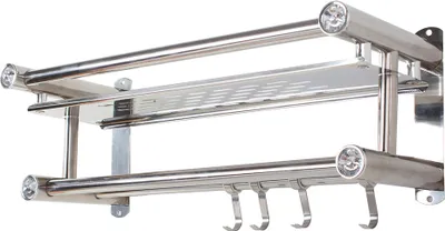 Zdjęcie produktu dla Verk 01793 Półka łazienkowa z haczykami 39x15x15cm
