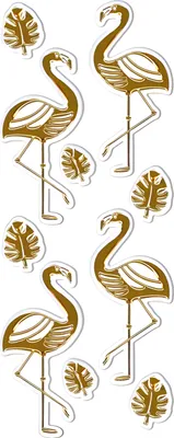 Produktbild von Handmade Stickers Goldkontur Flamingo