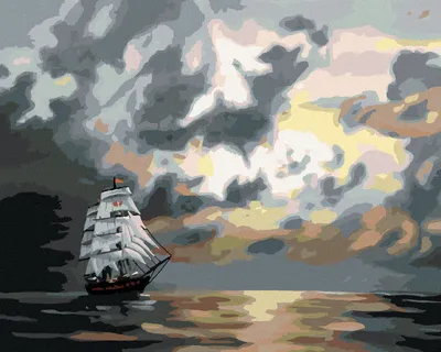 Produktbild von Zuty - Malen nach Zahlen - SEGELSCHIFF NACH EINBRUCH DER DUNKELHEIT (D. RUSTY RUST), 40x50 cm, mit Keilrahmen (bereits gespannt)