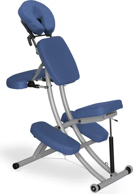 Produktbild von Habys Prestige Klappbarer Massagestuhl mit Rädern | Behandlungsstuhl, Mobil, Tragbar, Klappbar | Sitzfläche-Marineblau