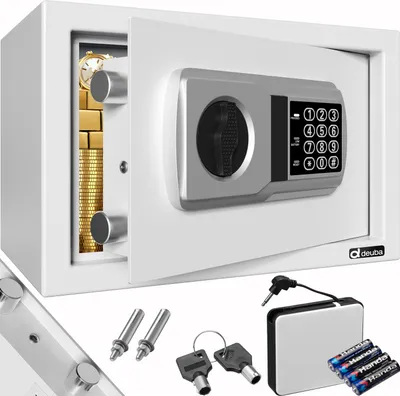 Produktbild von Deuba Tresor Elektronik Zahlenschloss 31x20x20cm LED Doppelstahlbolzen Montagematerial Safe Möbeltresor Silber
