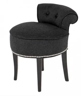 Produktbild von Casa Padrino Designer Hocker Stuhl aus massivem Eichenholz Dunkelgrau / Schwarz - Chesterfield Kolonial Stil Shabby Landhaus Barock Schminktisch Stuhl Möbel