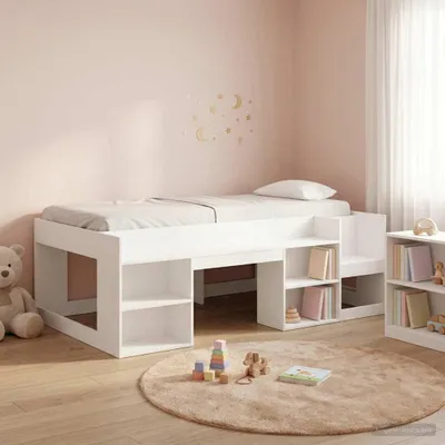 Obrázok produktu pre Maison Exclusive – detská posteľ s úložným priestorom, biela, 75 x 190 cm, drevotrieska