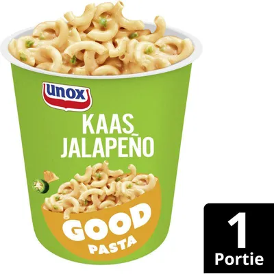 Image de Unox Good Pasta Cheese Jalapeño 62g – Pâtes épicées au fromage crémeux et jalapeño