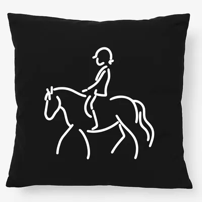 Produktbild von Huuraa Kissen Reiten Pferd 40x40cm mit Füllung Black Baumwolle Dekokissen Geschenkidee