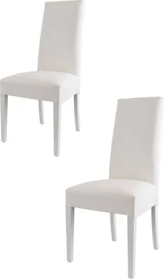 Image de t m c s Tommychairs - Lot de 2 chaises modernes LUISA pour la cuisine et la salle à manger, structure robuste en bois de hêtre laqué couleur blanche, rembourrées et recouvertes de similicuir blanc