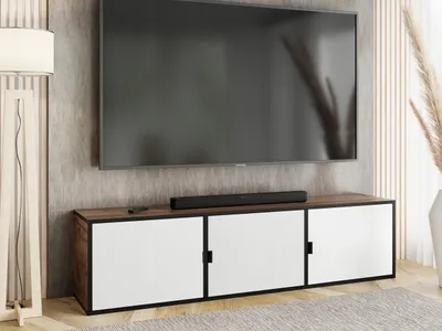 Produktbild von KierMoebel Tv Schrank LUNO 3, Modern Lowboard Eiche Craft Gold & Weiß 156,4x42x38,8 cm