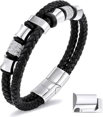 Image de Bracelet en cuir pour homme avec fermeture magnétique 19cm/21,59cm Evil