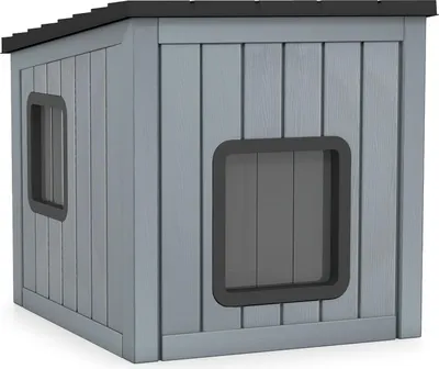 Produktbild von Wetterfestes Katzenhaus aus Kunststoff mit zwei PVC-Türen
