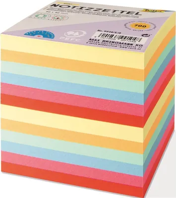 Produktbild von Folia - Notizen, ft 90 x 90 mm, Nachfüllung für Notizwürfel, farbig sortiert