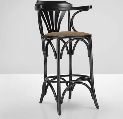 Produktbild von 2er-Set CHAUSEY | Bugholz Barhocker | Schwarz | Bugholz | Leder Braun | Kneipenbarhocker, Stil Barhocker