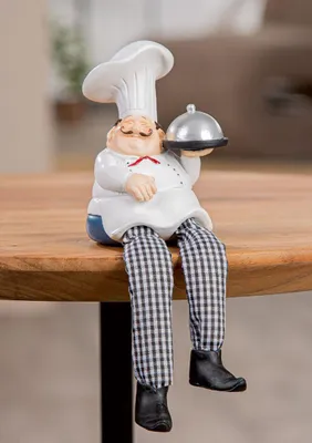 Produktbild von Kantensitzer Koch "Sternekoch" kariert weiss Kunstharz